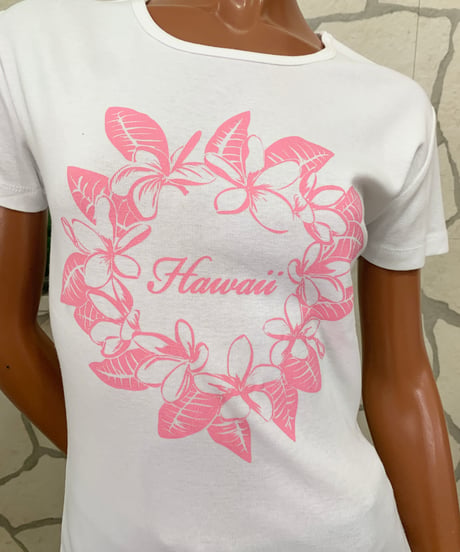 ストレッチ半袖Tシャツ　プルメリアハワイ