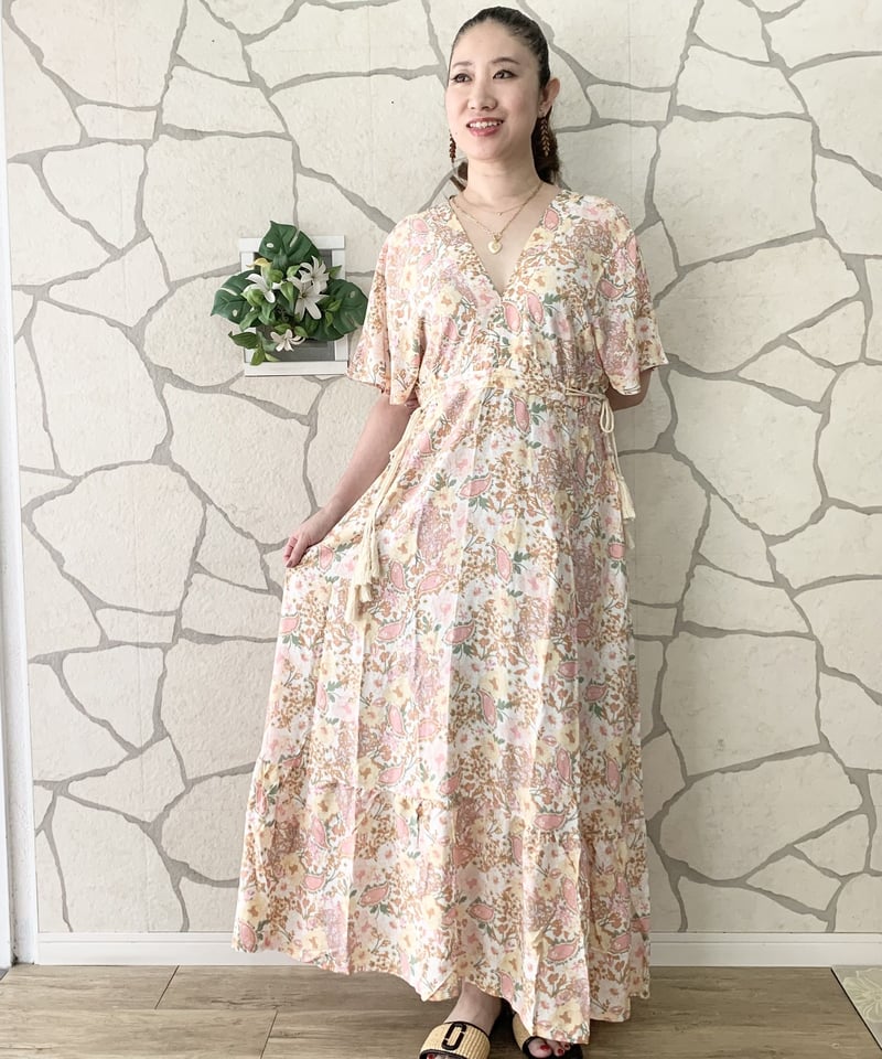 romy by the sea(ルーミーバイザシー)花柄Vネックマキシワンピース roomy by the sea(ルーミーバイザシー)花柄Vネックマキシ