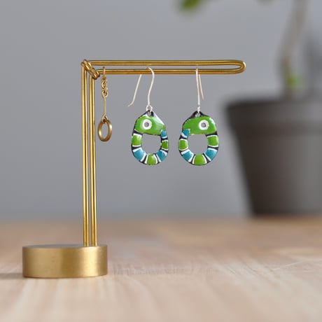 【ペア】へびピアス 緑 セルリアンブルー 白