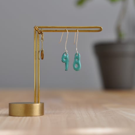 数字ピアス 8 青緑【長】