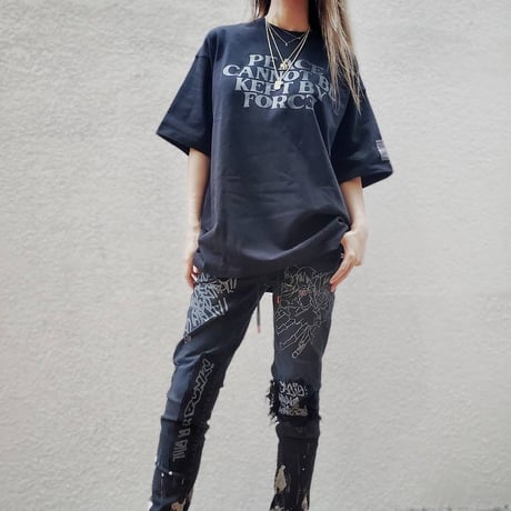 PEACE T-shirt (Glittery Black) ビッグシルエット