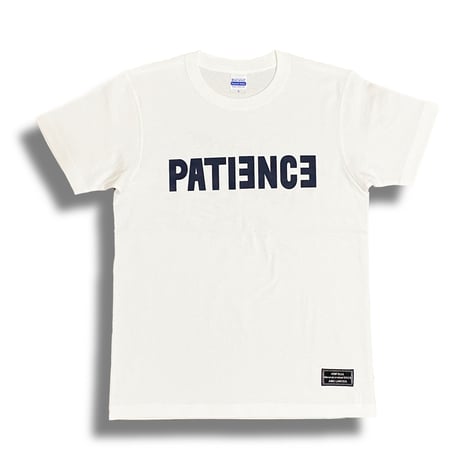 PATIENCE T-shirt (White × Dark navy)