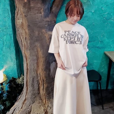PEACE T-shirt (Floral Gray) ビッグシルエット
