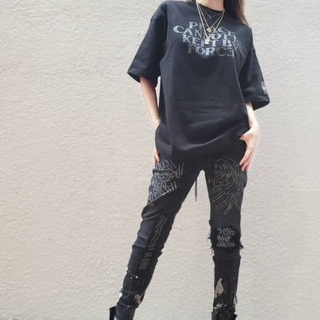 PEACE T-shirt (Glittery Black) ビッグシルエット
