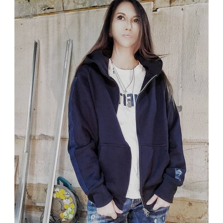 Line Zip-up Hoodie (Navy)