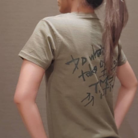 PATIENCE T-shirt (Khaki × Dark green)
