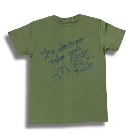 PATIENCE T-shirt (Khaki × Dark green)