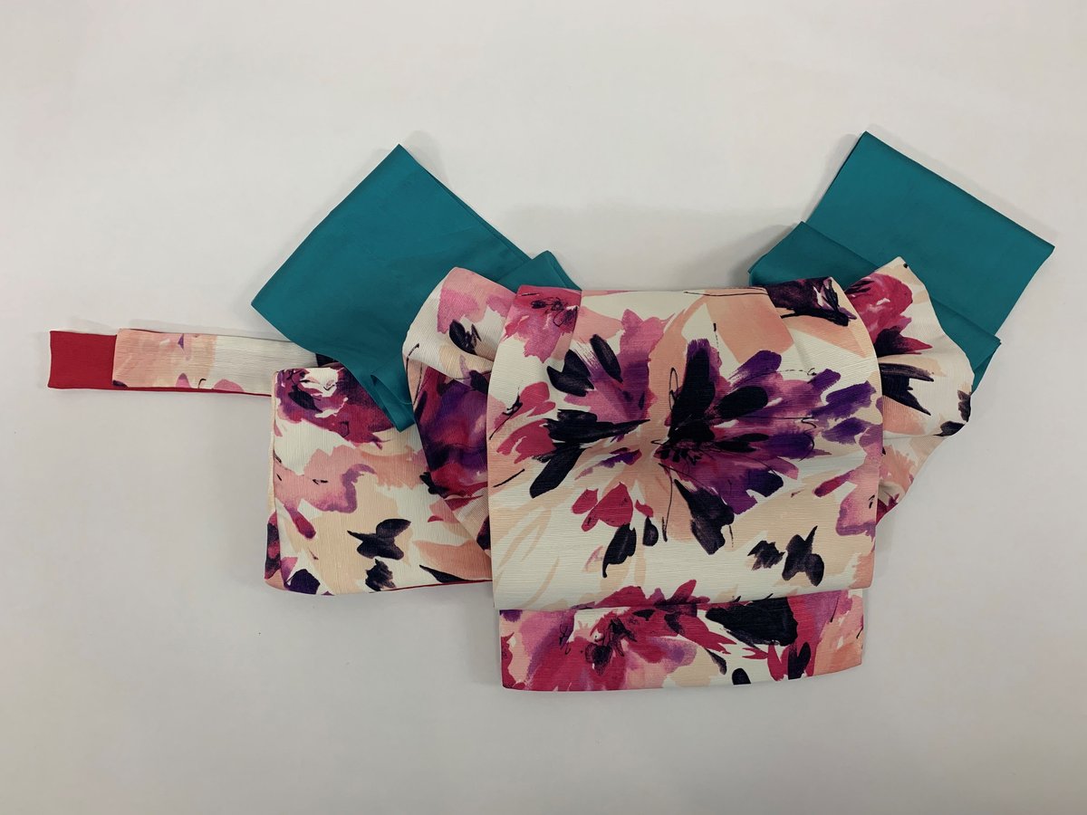 ピンク花柄着物 緑帯 赤帯付き 訪問着|ピンク地に緑の花柄[165cmまで]No.404｜着物レンタルの