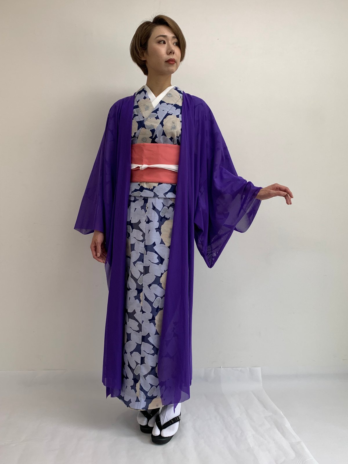 洗える長羽織 カラー展開 紫色(E2020HA-9-002) | えもんの着物