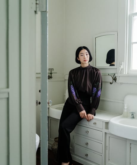 花を着るブラウス#05【藤】 -brown-