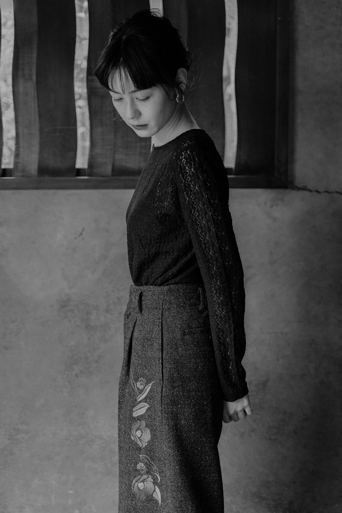 iconology 花を着るワイドパンツ【白椿】サイズ1 花を着るワイドパンツ【白