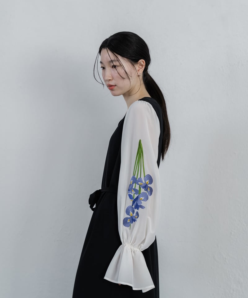 花を着るワンピース#02【菖蒲】-black- | iCONOLOGY