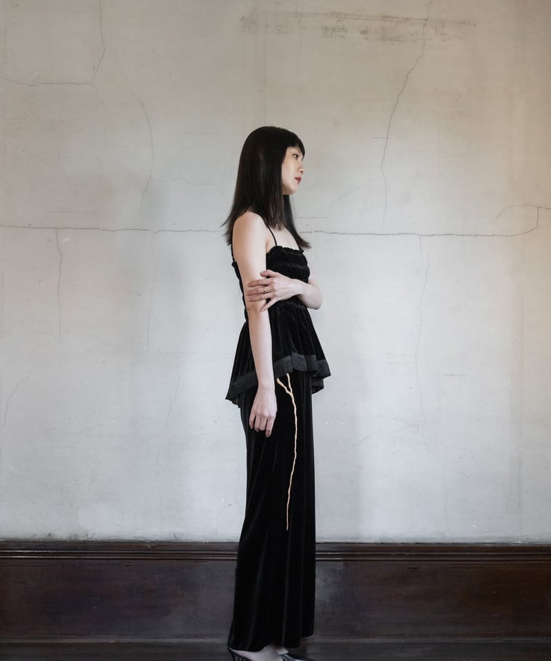 iconology イコノロジー　金継ぎ刺繍ベロアペンシルスカート　黒 velour pencil skirt【金継ぎ】 | iCONOLOGY
