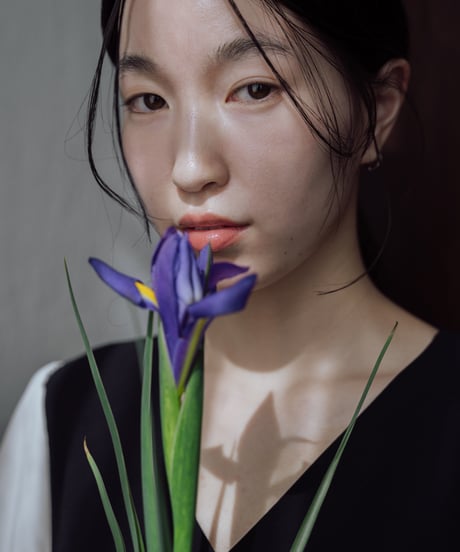 花を着るワンピース#02【菖蒲】-black-