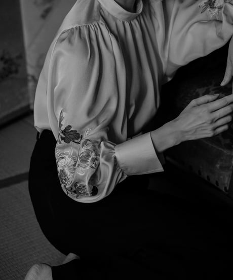花を着るブラウス#05【菊】 -white-