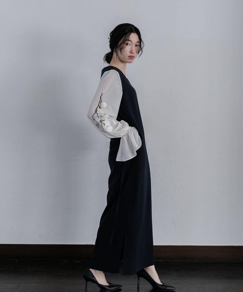 iCONOLOGY イコノロジー 花を着るワンピース#02 白木蓮 花を着るワンピース#02【白木蓮】-navy- | iCONOLOGY