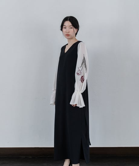 花を着るワンピース#02【チューリップ】-black-
