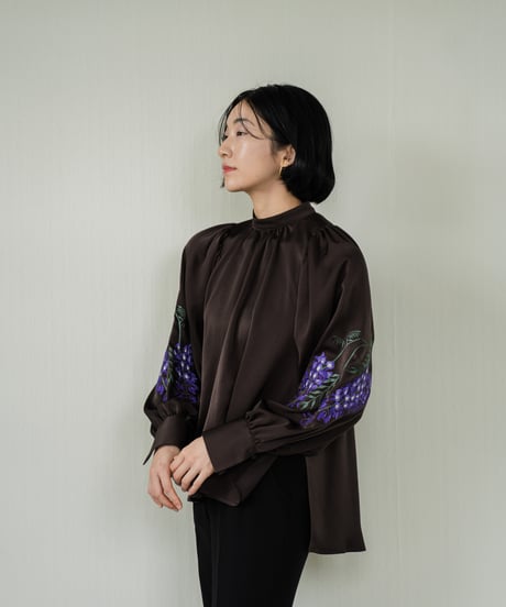 花を着るブラウス#05【藤】 -brown-