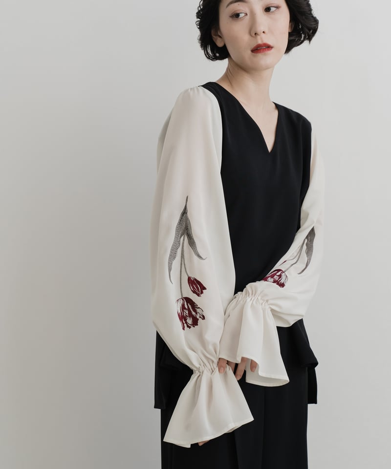iconology 花を着るブラウス 桜 サイズ2 花を着るブラウス#01【紫陽花】-black- | iCONOLOGY