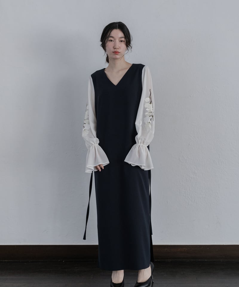 iCONOLOGY イコノロジー 花を着るワンピース#02 白木蓮 花を着るワンピース#02【白木蓮】-navy- | iCONOLOGY