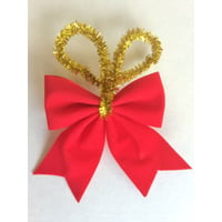 クリスマス装飾・ベルベットリボン赤（４個セット）★5.5cm×8cm