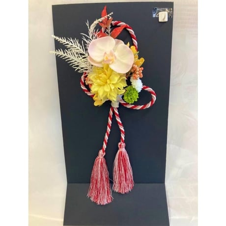 正月壁飾り 胡蝶蘭とダリア (造花)