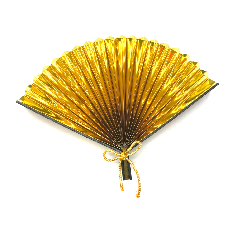 24Kゴールドカラー装飾扇子 金扇子 リボン付き /装飾用 ゴールド装飾、和風インテリア | 上田楽器