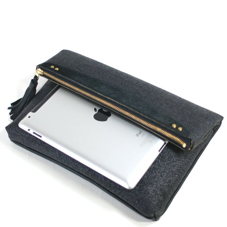 SA-CHE  パナマ × レザー 2way ビッグクラッチバッグ  PAMIERS  A5302  ブラック