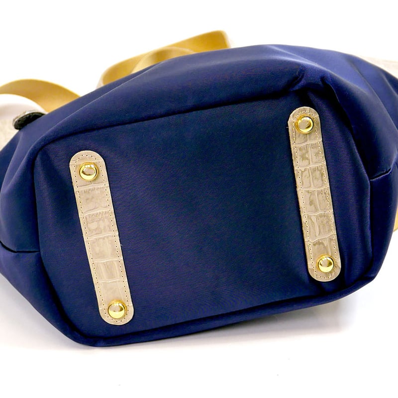 ナベゾーさん専用【正規品】PAVITRA トートバッグ クロコ型押し ネイビー SA-CHE ナイロン×クロコ型押し 2way トートバッグ KARAT