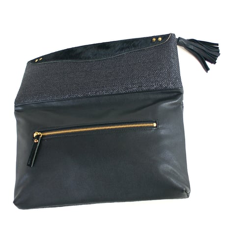 SA-CHE  パナマ × レザー 2way ビッグクラッチバッグ  PAMIERS  A5302  ブラック