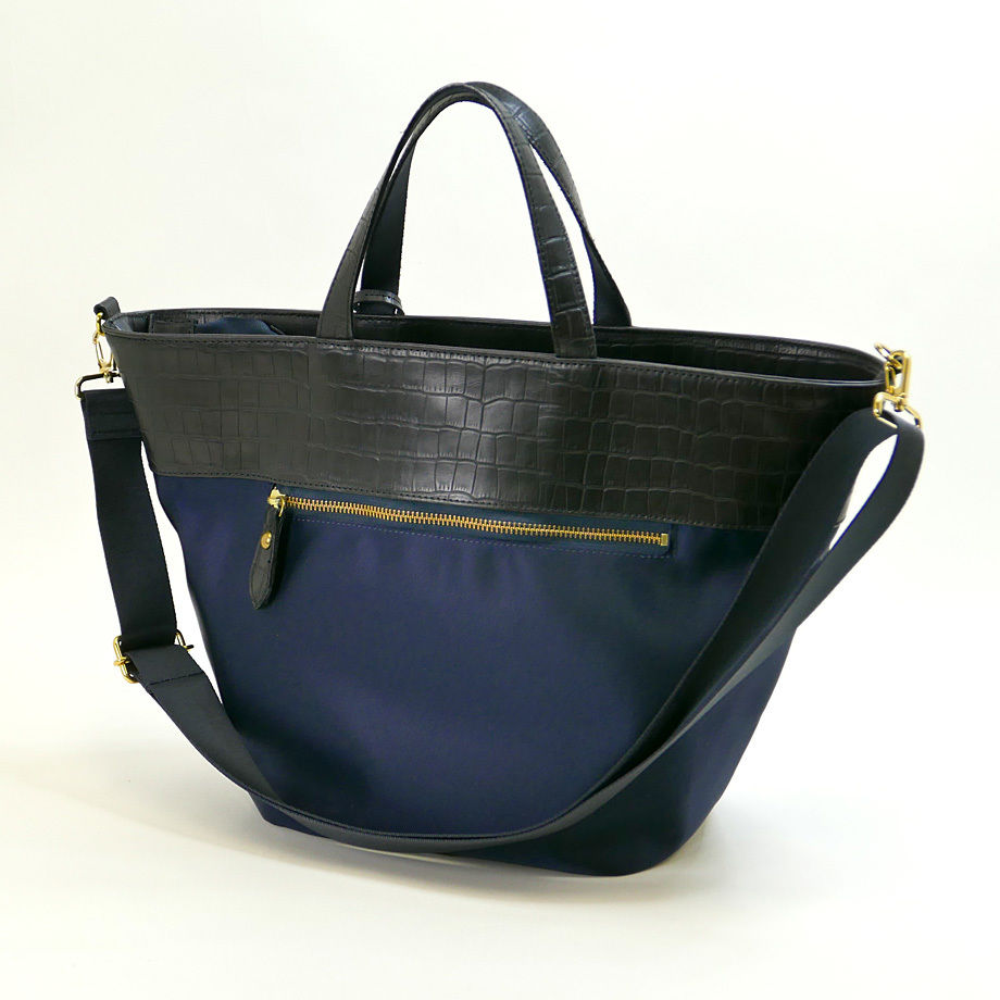ナベゾーさん専用【正規品】PAVITRA トートバッグ クロコ型押し ネイビー クロコダイル】トートバック | lily-design