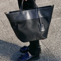 SA-CHE ナイロン×クロコ型押し 2way トートバッグ KARAT A5436 /ブラック×レッド