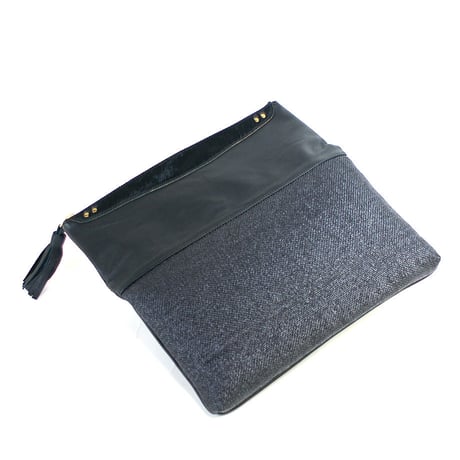 SA-CHE  パナマ × レザー 2way ビッグクラッチバッグ  PAMIERS  A5302  ブラック