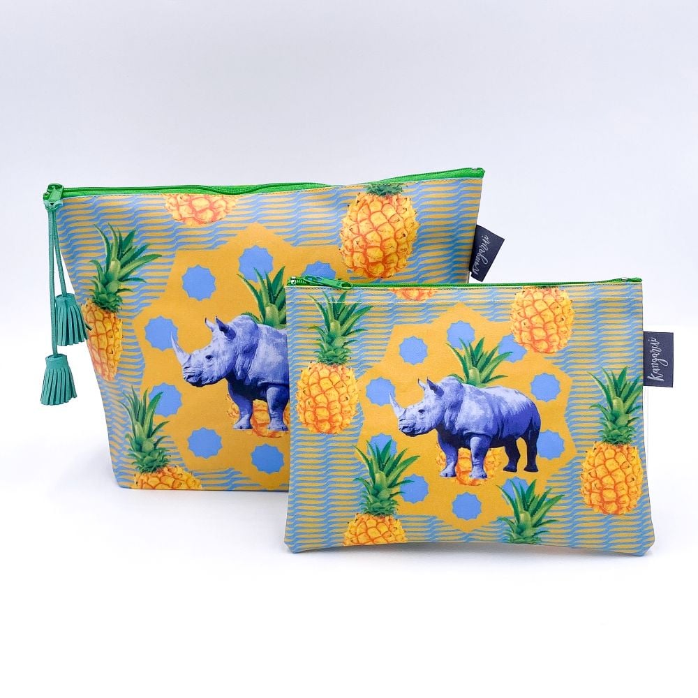 サファリポーチ(L)マチ付き Pineapple Rhino（タッセルの色は変わる