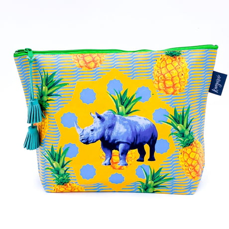 SafariポーチDuo：Pineapple Rhino　パイナップル ライノ（タッセルの色は変わる場合があります）