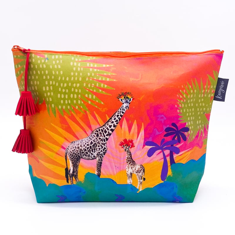 サファリポーチ(L)マチ付き Rainbow Giraffe（タッセルの色が変わる