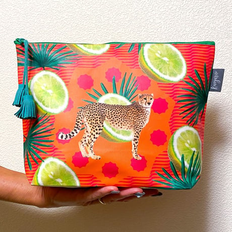 サファリポーチ(L)マチ付き Lemon Cheetah（タッセルの色は変わる場合があります）
