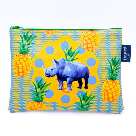 SafariポーチDuo：Pineapple Rhino　パイナップル ライノ（タッセルの色は変わる場合があります）