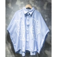 サバンナ オーバーサイズシャツ ブルー（魚 プリント）