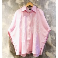 サバンナ オーバーサイズシャツ ピンク（白 魚 プリント）