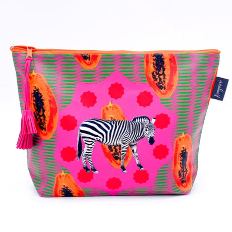 SafariポーチDuo：Papaya Zebra　パパイヤ ゼブラ（タッセルの色は変わる場合があります）