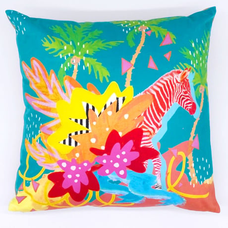 エクスプローラークッションカバー お得な2枚セット  Baby Zebra &Pink Palm