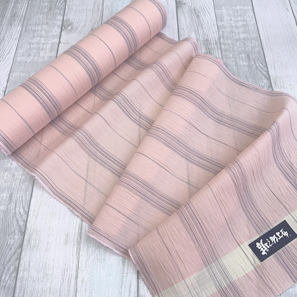 美麻上布　反物 新之助上布】綿麻反物「縞 紅霞縞」 | KIMONO CLOSET by Nayuko Ogura