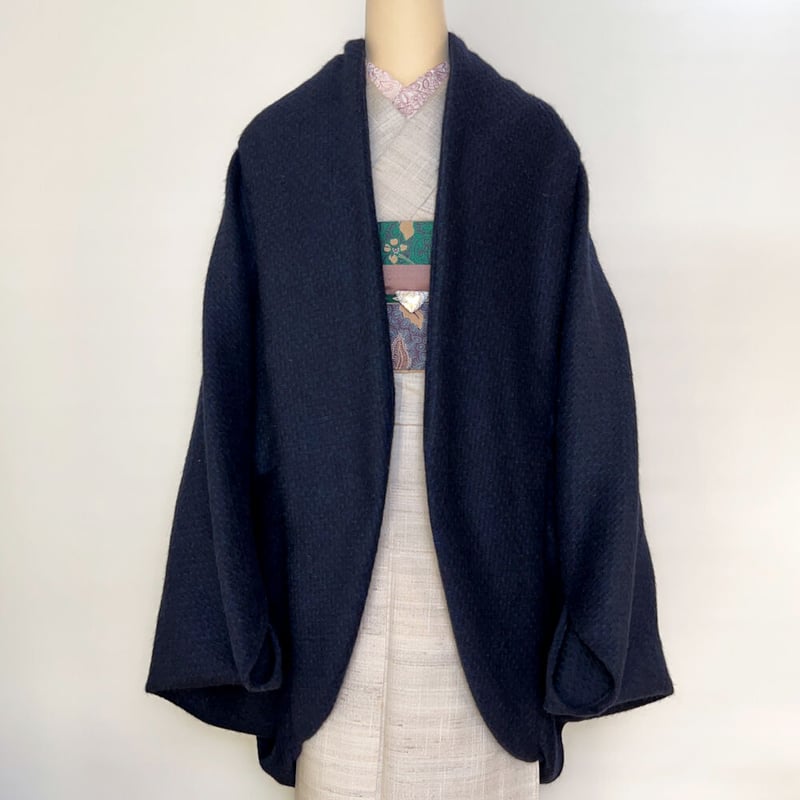 「さかりや」着物用カーディガンコート workshopさかりや】モダンモモンガコート（ネイビー） | KIMONO