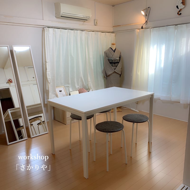 workshopさかりや】シルバーグレーの花柄名古屋帯「スモール