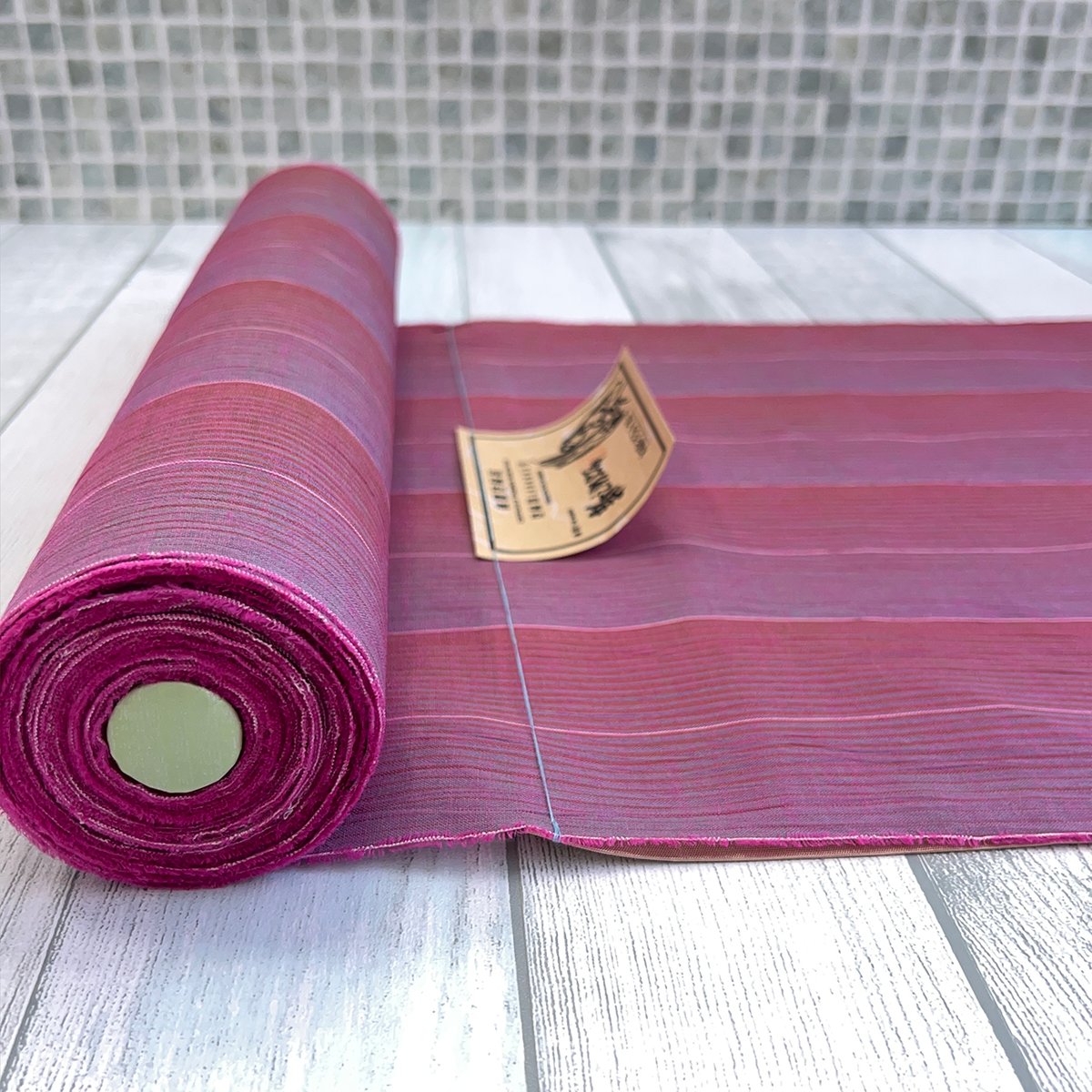 新之助上布】本麻反物「縞 紅霞 | KIMONO CLOSET by Nayuko Ogura