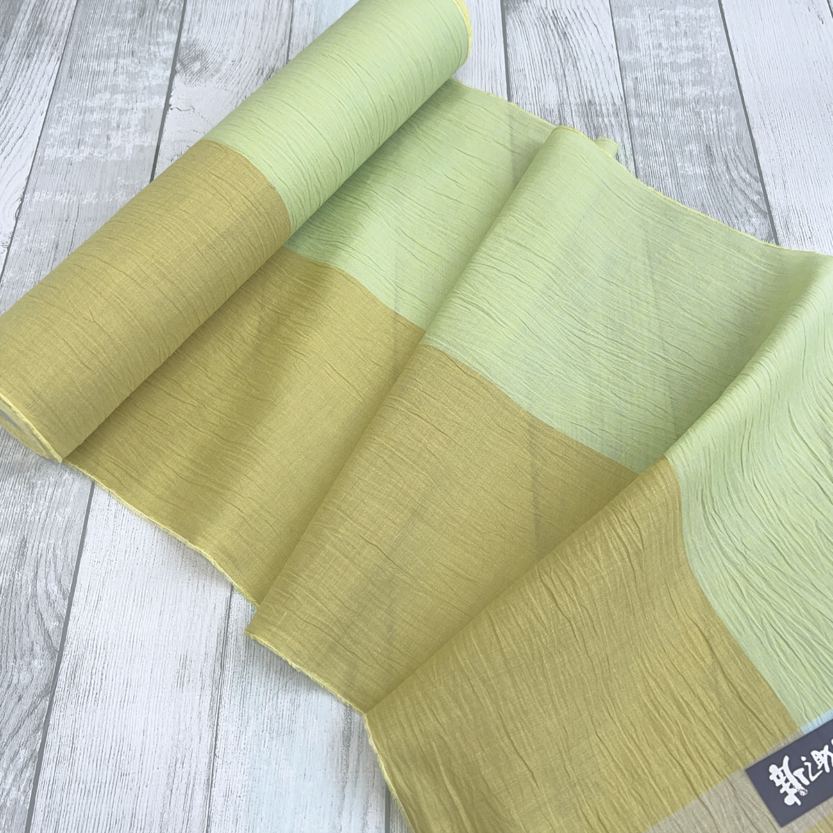新之助上布】綿麻反物「縞 萌黄重」 | KIMONO CLOSET by Nayuko Ogura