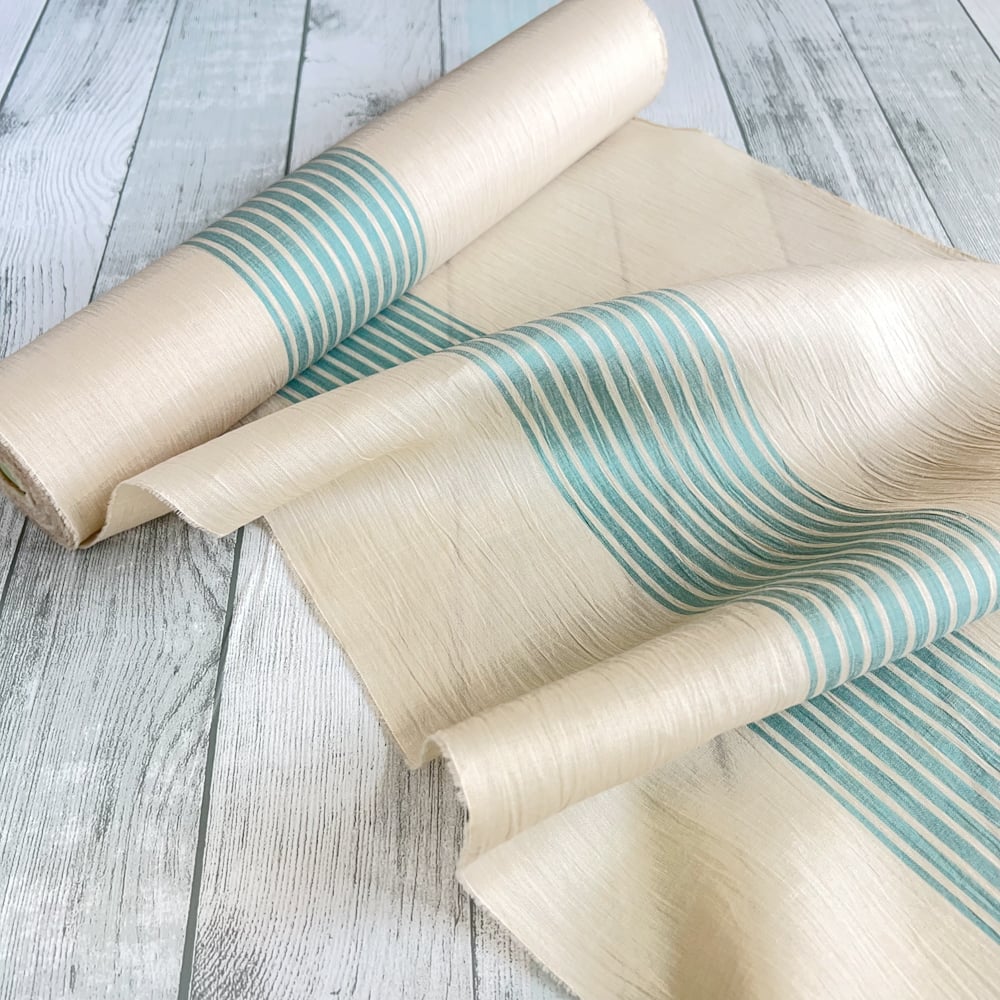 本麻　反物 新之助上布】本麻反物「縞・アイボリー×ターコイズ」 | KIMONO