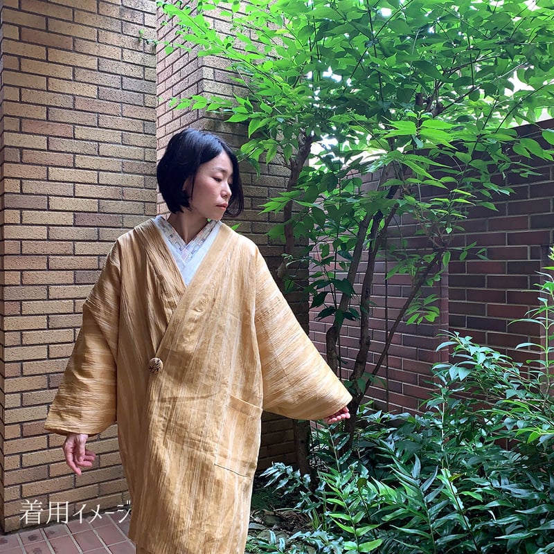 富士商会】ペタコさんとのコラボ「麻の割烹着（ラメ入りネイビー 