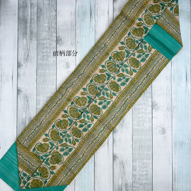 名古屋帯　和更紗　凛の布 ギャラリー凛】名古屋帯「黄色いお花の横段更紗」 | KIMONO CLOSET by